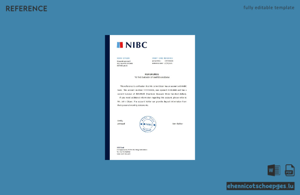Beispiel für eine Referenzanfrage der NIBC Bank in den Niederlanden